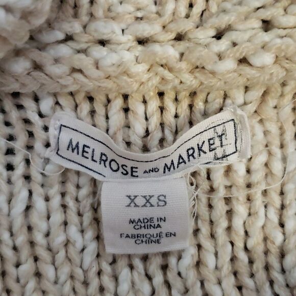 Melrose And Market Women's XXS Beige Red Green Striped Oversized Sweater - Picture 9 of 10